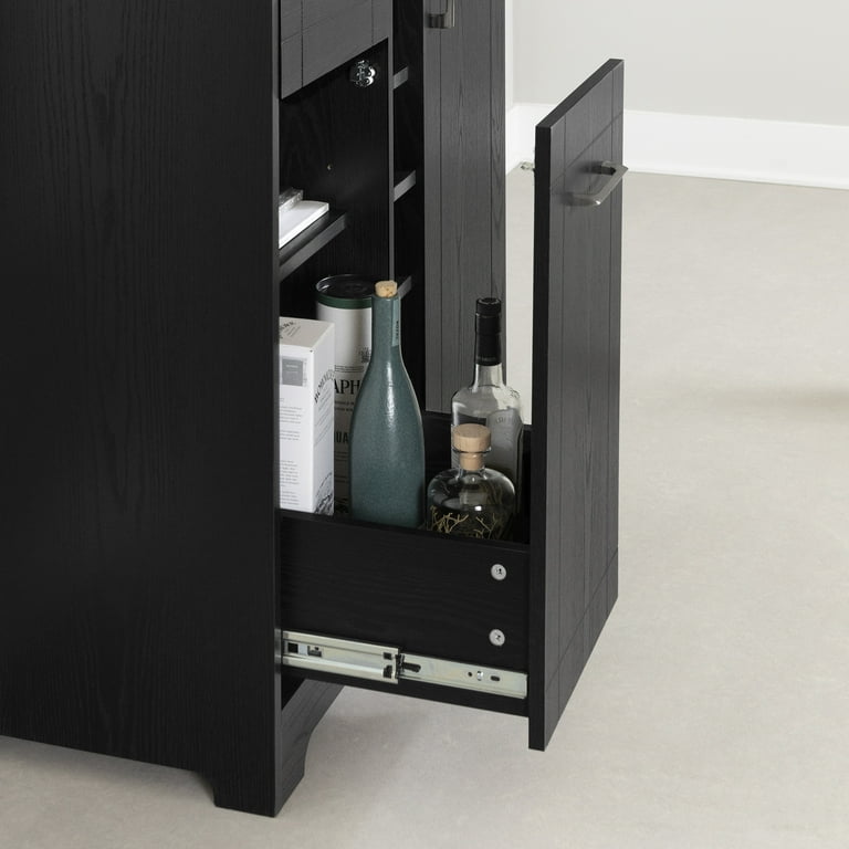 Free Shipping South Shore Vietti Bar Cabinet with Storage Black Oak Walmart