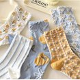 thumbnail image 7 of Calf Socks 5 Pairs for Women 5-10 Cute Crew Vintage Frilly Floral Blossom Design Casual Novelty Cotton Breathable, 7 of 7