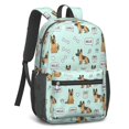 thumbnail image 2 of German Shepherd and Icons Blue Pattern 17" Waterproof Oxford School Backpacks for Teens, S-Shape Padded Straps, for School, Travel, Hiking, Camping, 2 of 4