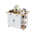 thumbnail image 1 of EDTara Mobile Kitchen Island Table, Rolling Cart with Drop Leaf, 2 Drawers, 2 Cabinets, 3 Open Spice Racks, and Towel Bar – Storage Solution for Kitchen, 1 of 9