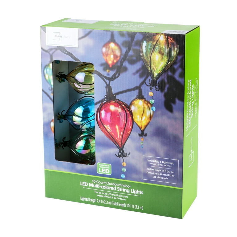 Mainstays 10 Count 7.4 feet Multi-color Balloon Shape Shatterproof Tear Drop String Lights for Outdoor and Indoor Use Mainstays 10 Count 7.4 feet Multi-color Balloon Shape Shatterproof Tear Drop String Lights for Outdoor and Indoor Use