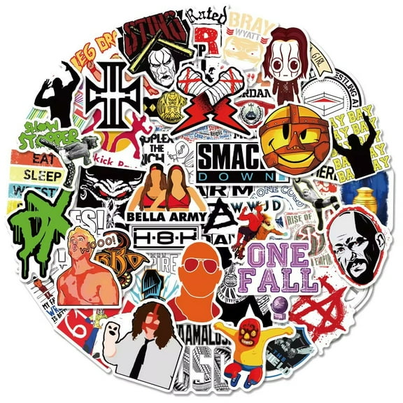 Wrestling WWE Set of 50 Assorted Decals Stickers Set