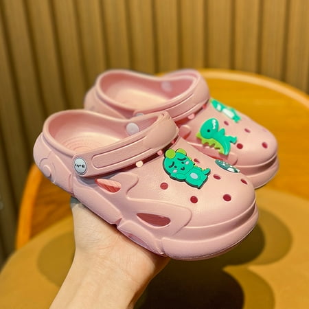 

Boys Girls Clogs With Cartoon Dinosaur Animal Charm Summer Comfortable Lightweight Hollow Out Sandals For Toddler Children Kids