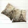 thumbnail image 2 of Ambesonne Paris Throw Pillow Cover 2 Pack, Eiffel Tower on Grunge Wall, 20", Brown Beige, 2 of 6
