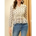 thumbnail image 5 of Allegra K Women's Floral Split V Neck Casual Ruffle Chiffon Peplum Blouse, 5 of 6