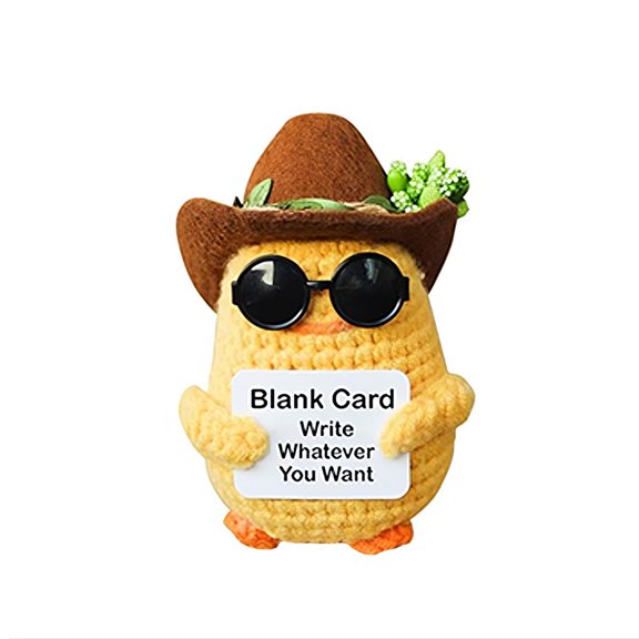 Positive Duck Handwritten Card Crochet Animals,Mini Knitted Desk Decor Gifts,Family Colleagues classmates Friends Festival Birthday Christmas Thanksgiving Anniversary Inspirational Gifts