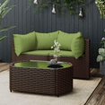 thumbnail image 2 of Set Patio Lounge VidaXL de poliratán marrón con cojines, 3 piezas, 2 of 9