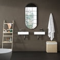 thumbnail image 5 of MEJE 16-inch corner wall hung basin, ceramic white rectangle, includes faucet & drain, right hand, 5 of 5