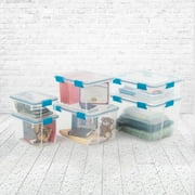 Sterilite Storage Box - Clear Plastic with Blue Latches - 12 Pack, 7.5 qt