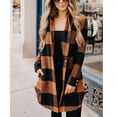thumbnail image 1 of Chaqueta A Cuadros Para Mujer, Acogedora, De Un Solo Pecho, De Longitud Media, Para Lavar A Máquina, Para Mujer, Con Cuello De Solapa A Cuadros, Con Bolsillos Para Uso Diario, 1 of 6