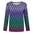 thumbnail image 4 of Blusa de cuello redondo de manga larga con estampado degradado de novedad clásica para mujer Pompotops  gfhjh19263, 4 of 5