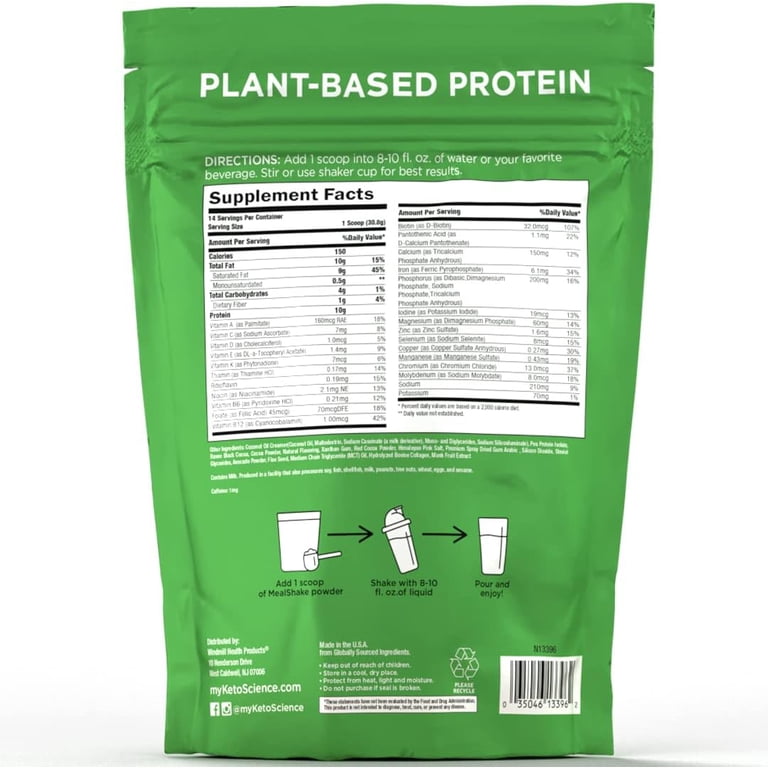 Keto Science Plant-Based Protein Shake, Meal Replacement