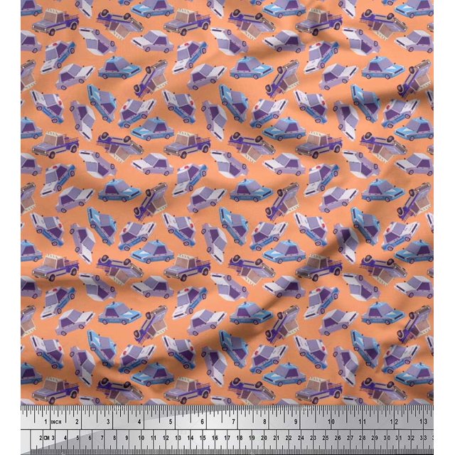 Soimoi Velvet Fabric Car Transport Fabric Prints by Yard 58 Inch Wide