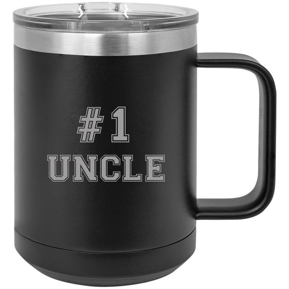 #1 Uncle Stainless Steel Vacuum Insulated 15 Oz Travel Coffee Mug with Slider Lid, Black