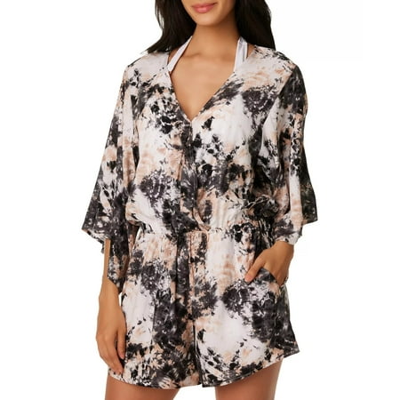 Bar III BLACK TIE DYE Wet N Wild Romper Swim Cover-up  US X-Small