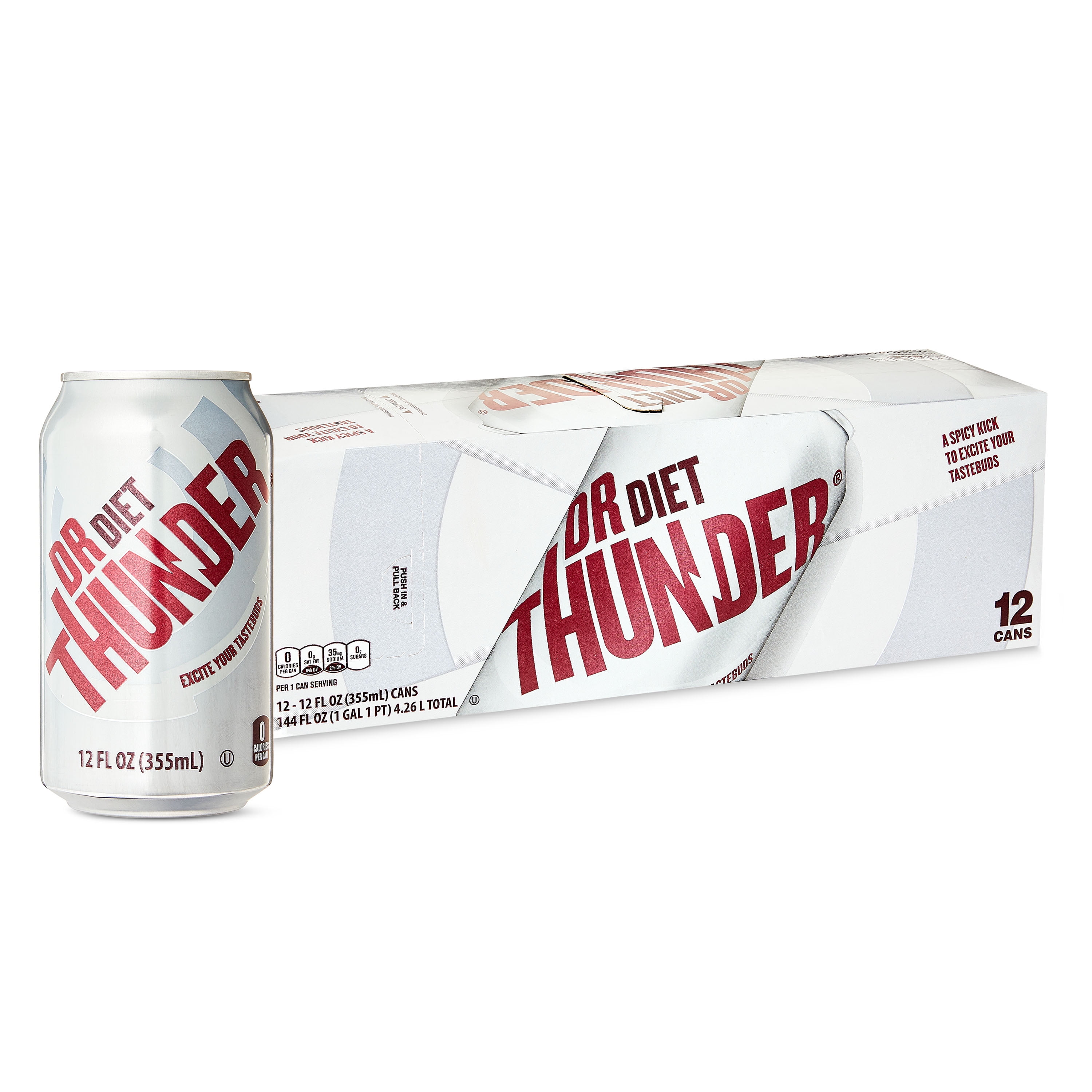 (2 pack) Great Value Dr Thunder Diet Calorie Free Soda Pop, 12 fl oz, 12 Pack Cans
