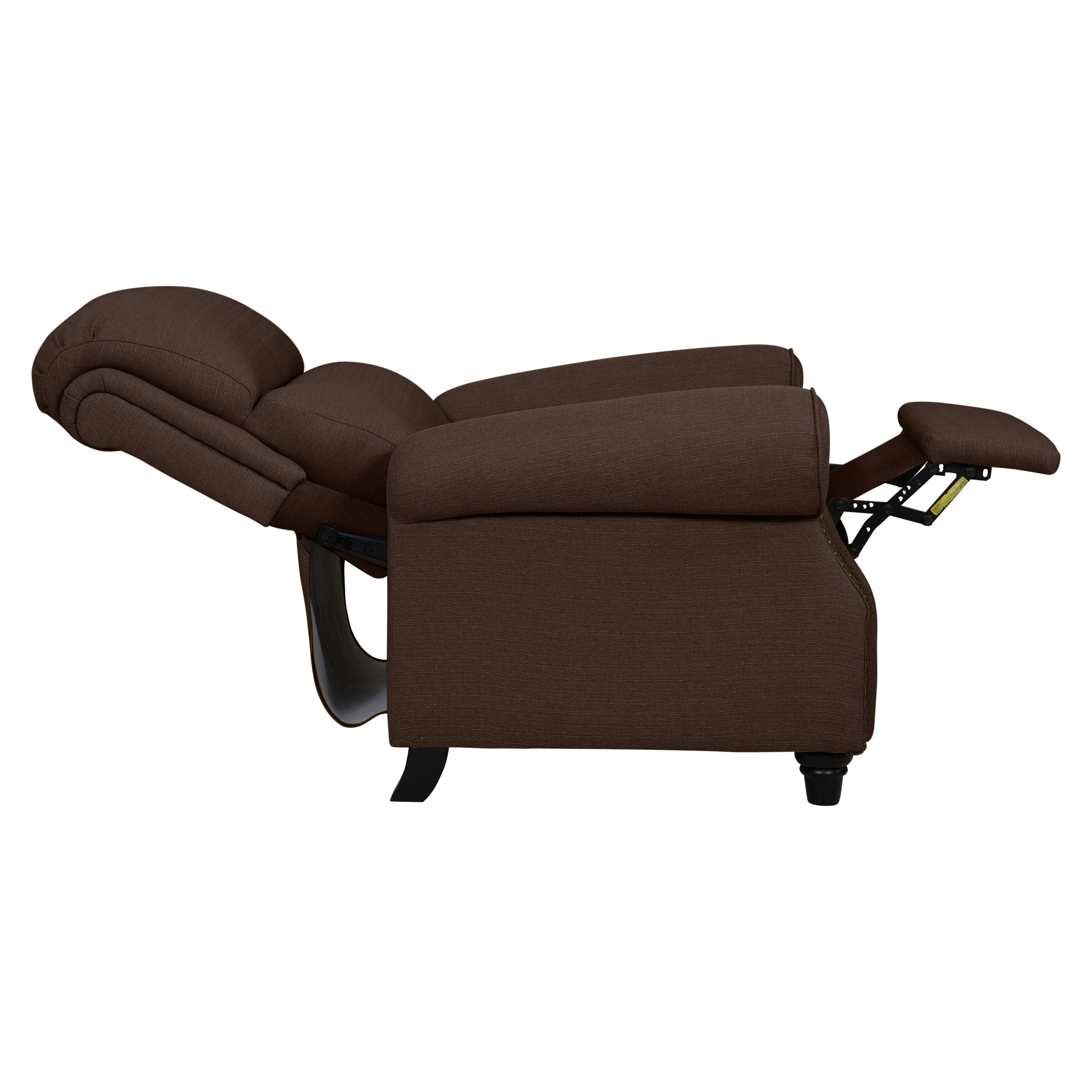 Homesvale Cari Pushback Recliner Chair, Brown Linen-like Microfiber Fabric, Pocket Coils for Comfort