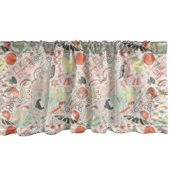 Ambesonne Japanese Window Valance, Pastel Cultural, 54" X 18", Multicolor