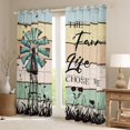 thumbnail image 2 of Homewish Enjoy Farm Life Blackout Curtains Set of 2 (52x84 Each), White Green Cabin Wooden Plank Window Curtains, Countryside Style Curtains and Drapes, Blackout Curtains Decor, 2 of 6
