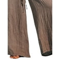 thumbnail image 3 of Keeccty Women Casual Drawstring Slacks Cotton Linen Baggy Straight Shirring Pants, 3 of 4