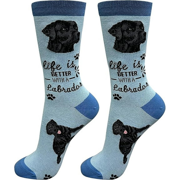 E&S Pets Pet Lover Socks, Life is Better with a Black Labrador Retriever 2, Blue