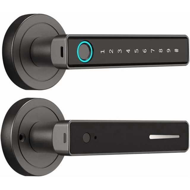 Cerradura de puerta con huella dactilar, cerradura de puerta con código/llave de respaldo/perilla de puerta con huella dactilar, cerradura de puerta de entrada sin llave con manija para casa Hotel