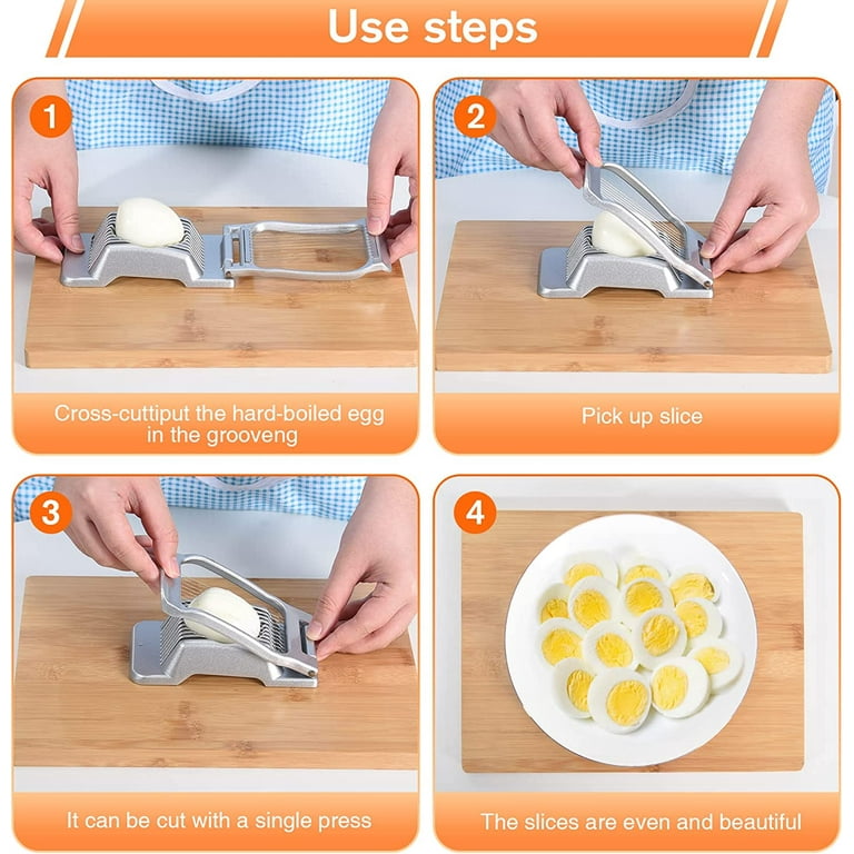 Egg Slicer for Hard Boiled Eggs, Egg Cutter with Stainless Steel Wire Heavy  Duty Aluminium Egg Chopper Slicer Dicer Dishwasher Safe for Garnish Slicer