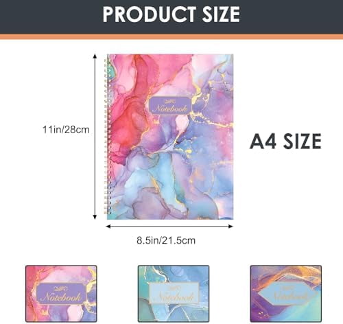 Quivanta 3 Pack Spiral Notebook College Ruled Notebook, Aesthetic Journaling Notebooks for Work School Office Home, 3 x 120 Pages, 8.5 x 11 Inches Notebooks for Valentine Gifts