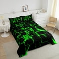 thumbnail image 4 of Erosebridal Green Plaid Bedding Twin Comforter Set,Futuristic Cubes Down Comforter,Lightweight Reversible Bedding Sets Twin with Comforter,Buffalo Decoration,3pcs, 4 of 8