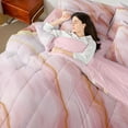 thumbnail image 4 of Castle Fairy Pink Gold Marble Girl Twin Bedding Sets 7-Piece,Marbling Watercolor Bedding Comforter Set Microfiber,Abstract Gradient Vintage Aesthetic Breathable Sheet Sets,Super Cozy Room Decor, 4 of 8