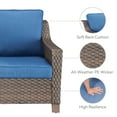 thumbnail image 4 of POCASSY 6PCS Outdoor Furniture Set with Outdoor Sofa, Outdoor Wicker Accent Chair, Ottoman and Coffee Table, All Weather Brown Wicker Outdoor Conversation Set for Porch, Balcony, Garden - Brown/Blue, 4 of 15