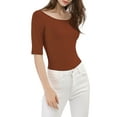 thumbnail image 6 of MODA NOVA Juniors Half Sleeves Scoop Neck Fitted Layering Top T-Shirt, 6 of 7