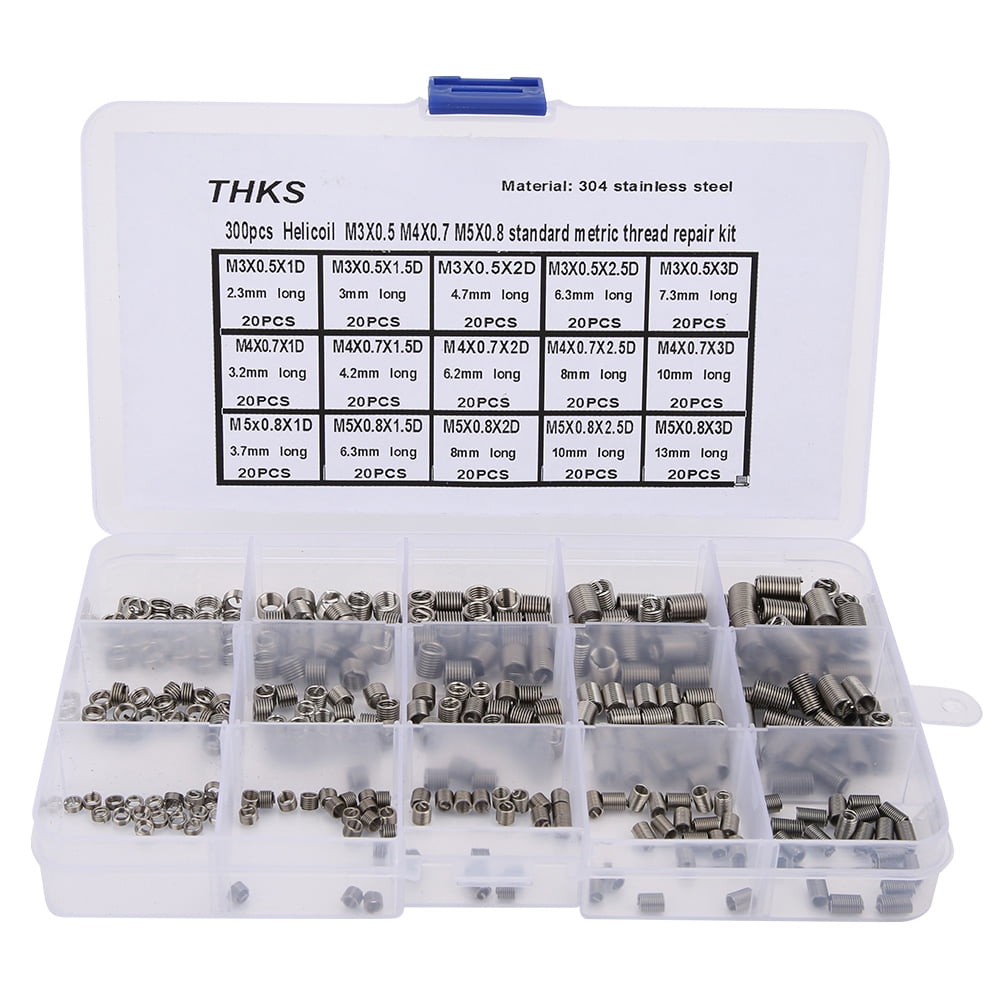 100pcs M5x0.8x1D Metric Helicoil Screw Thread Wire Inserts 304 Stainless Steel 
