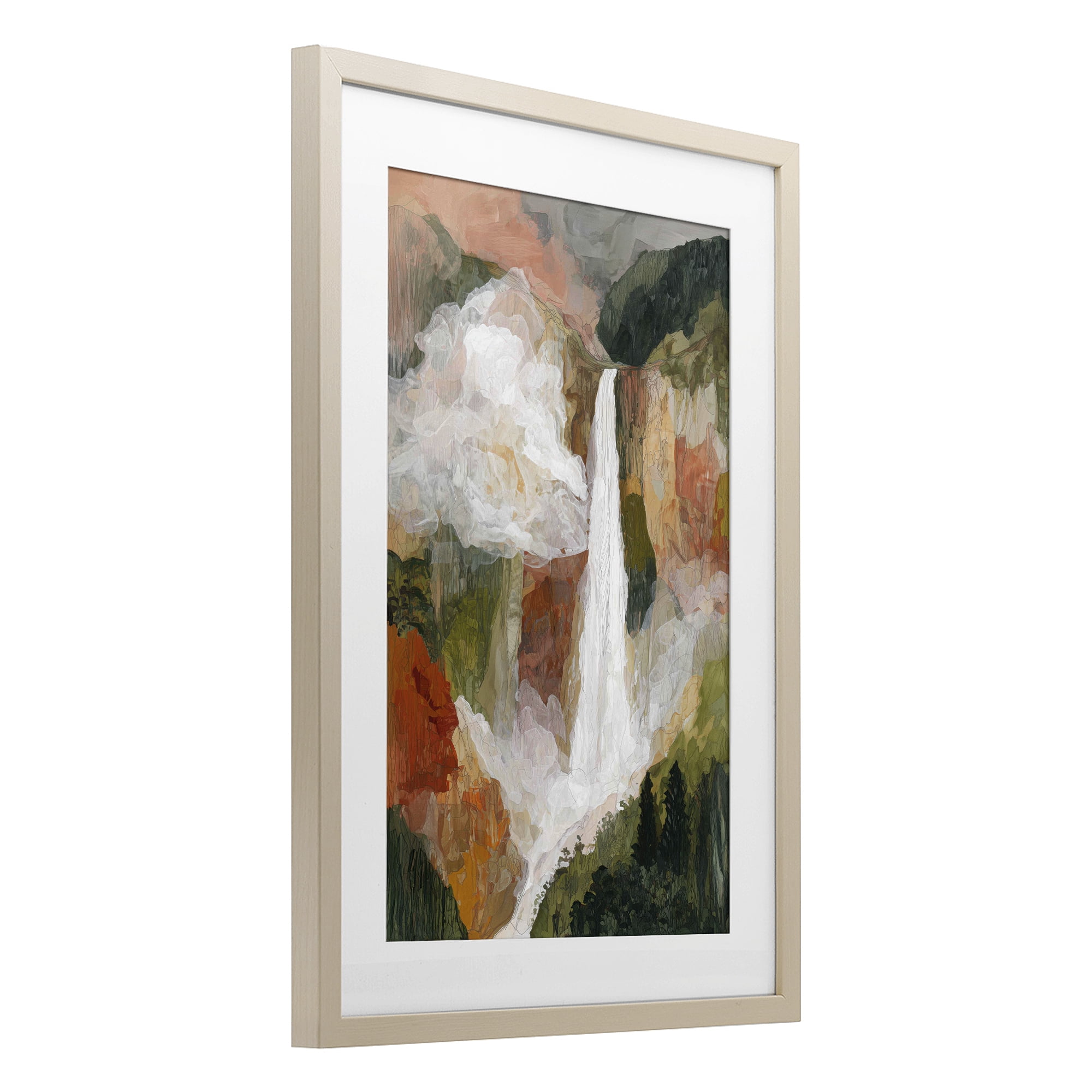 Stupell Industries Mountain Waterfall Landscape Birch Framed Print Under Glass, design by Chromatic Storm Studio