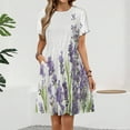 thumbnail image 2 of Lavender Flowers on White Background Short Sleeve Dress Women Summer Evening Dresses Ladies Sundress, 2 of 7