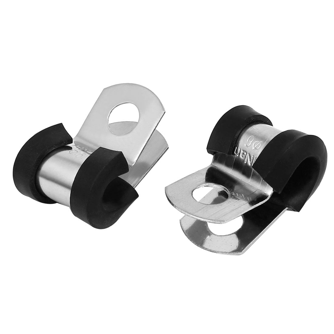 6mm Dia EPDM Rubber Lined P Shaped Cable Hose Pipe Clamps Clips 2pcs