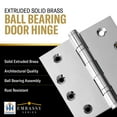 thumbnail image 3 of EMBASSY Door Hinge 3.5 x 3.5 Solid Brass Polished Chrome with Ball Tips, 3 of 7