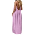 thumbnail image 2 of Sokhug Womens Maxi Dresses Spaghetti Strap Backless Drawstring Casual Loose Fit Solid Summer Beach Sundress, 2 of 9