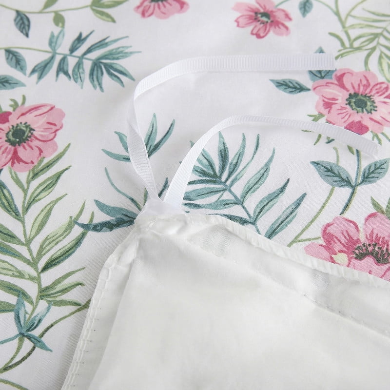 Pink Floral Duvet Cover King Size, 100% Cotton Duvet Cover Set with Zipper Closure & Corner Ties, Soft Breathable Branches Floral Bedding Set for All Seasons