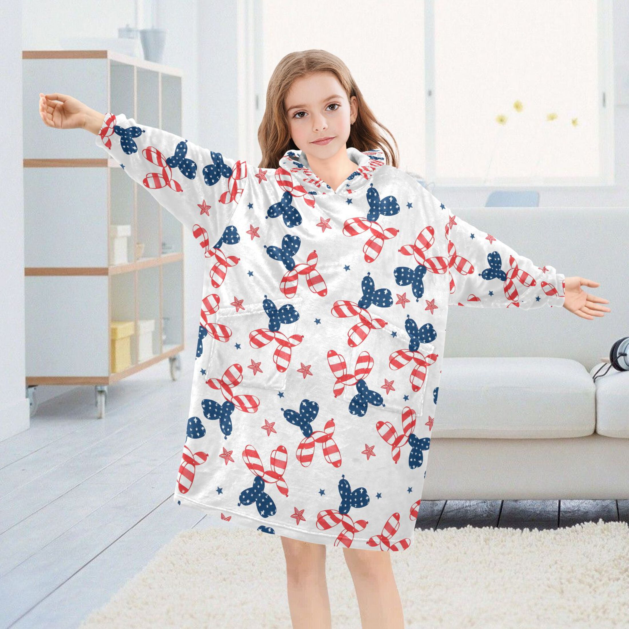 joogoo Blanket Hoodie for Balloon Dogs Oversize Sweatshirt 3-14 YR L