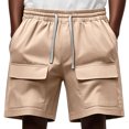 thumbnail image 2 of Havenre Mens Cargo Shorts Lightweight Stretch Hiking Shorts Casual Athletic Work Shorts Drawstring Elastic Waistband Shorts with Multi-Pockets Khaki XL, 2 of 6
