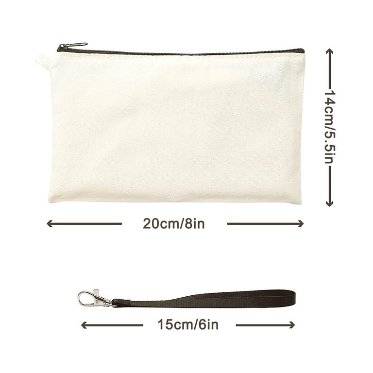 BYDOT 15Pcs Sublimation-Blank Bag with Zipper Lanyard Heat Transfer Canvas  Bags for DIY Cosmetic Bag Pen Pouch Wedding Favor 