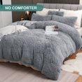 thumbnail image 2 of Juego de funda de edredón BLEUM CADE Fluffy Plush King Size, gris claro, 2 of 6