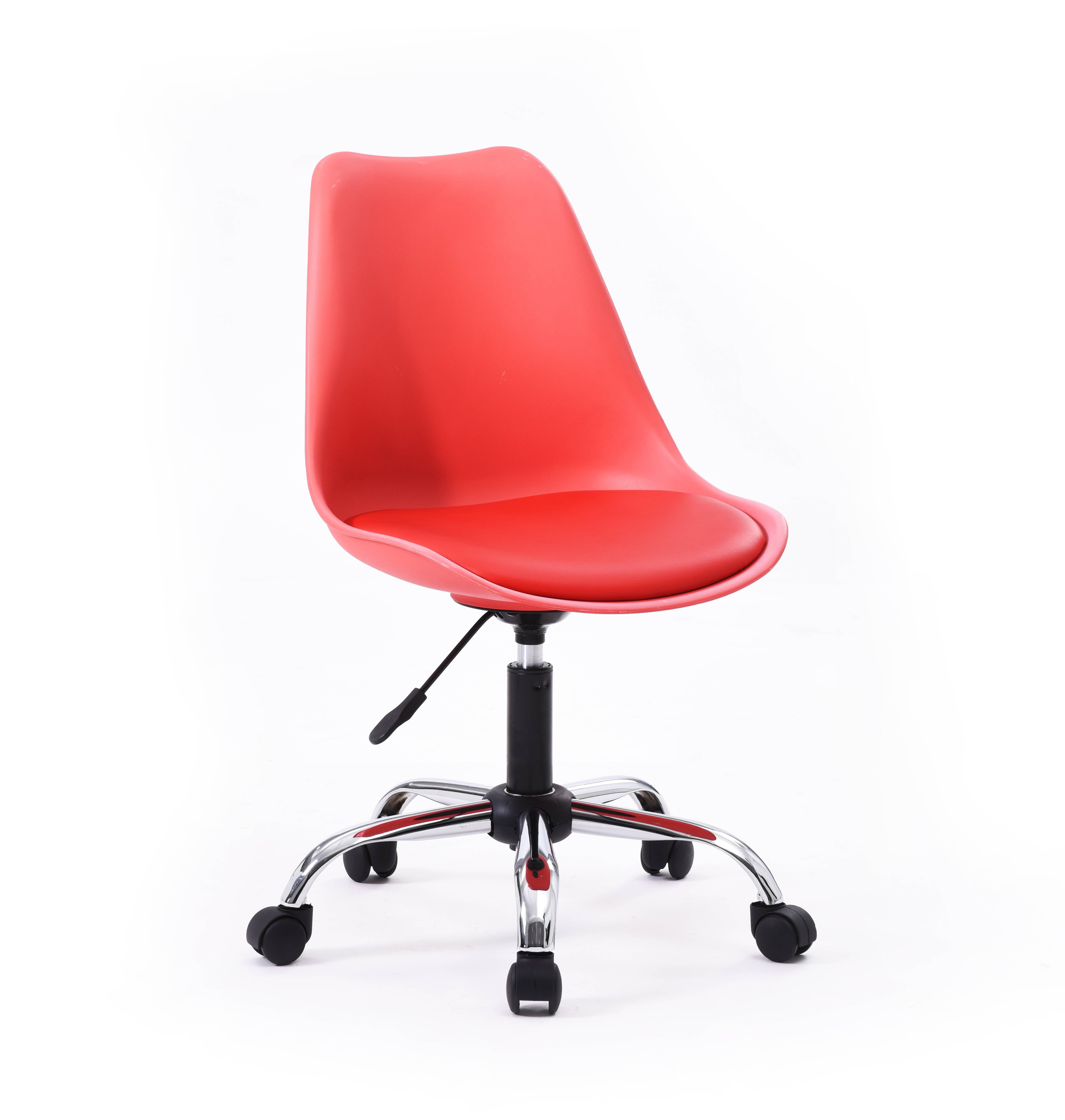 Hodedah Armless Office Chair with Seat Cushion, Red