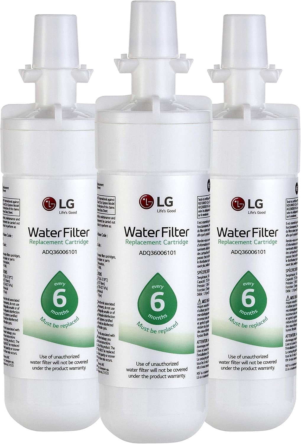 2-Pack LT700P Replacement Refrigerator Water Filter – NSF 42 & 53 Certified, Compatible For LG Fridge Water Filter, 6-Month / 200 Gallon, White
