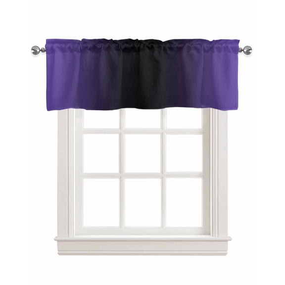 Purple Black Linen Curtain Valance for Bedroom/Bathroom/Kitchen/Office/Living/Dining Room Window,Minimalist Abstract Contemporary Geometric Pocket Topper Drapes Decorative Cafe Drapery Panel 42"x12"