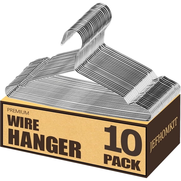 Wire Hangers,Heavy Duty Clothes Hanger,Silver Metal Hangers,Stainless Steel Coat Hanger with Non Slip Notch,Ultra Thin Space Saving Wire Hanger 16.5 Inch (10Pack)