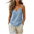 thumbnail image 2 of Favoffer Women's V Neck Tank Tops Sleeveless Linen Cotton Casual Camisole Tops Basic Everyday Tops for Casual Weekend, 2 of 9