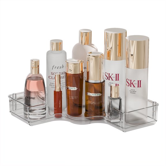 Corner Bathroom Counter Organizer, Countertop Perfume Tray and Vanity Organizer, Makeup Organizer, Corner Storage Organizers for Bathroom, Dresser, Kitchen(Clear)
