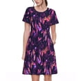 thumbnail image 1 of Fotbe Purple Dreamcatcher Vestido Largo de Moda para Mujer, Vestido Tipo Camiseta con Manga Corta y Estilo Casual a Rayas y Bloques de Color, 1 of 6
